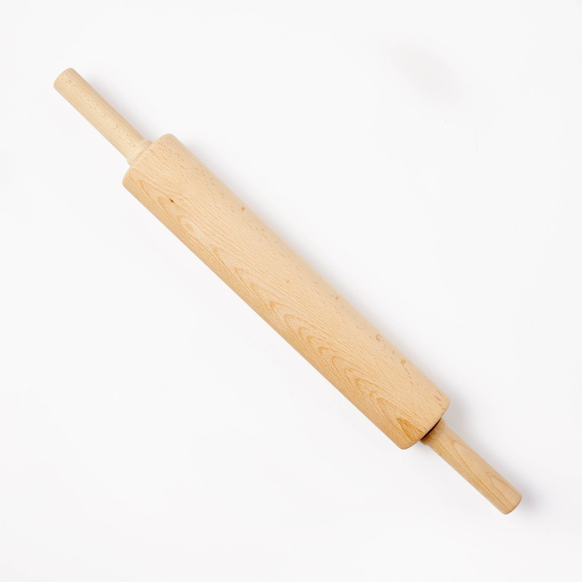 10" Wood Rolling Pin Light Brown - Figmint™: Handled Wooden Roller for Baking, Hand Wash, 19.24" Length