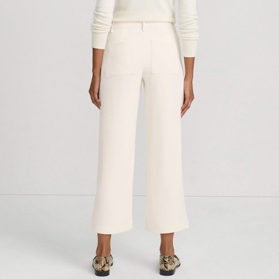 Lands' End Women's Crepe High Rise Patch Pocket Wide Leg Crop Pants