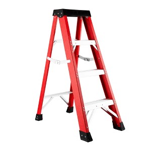 NAYSAYE Fiberglass Step Ladder Non Conductive Safety Ladder with Stable Feet for Home and Jobsite Use 330lb Capacity, Red, 17.7"*29.3"*41.3" - 1 of 4