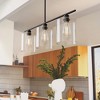DORESshop 3-Light Black Industrial Island Pendant Light Fixtures, Linear Chandelier with Clear Glass Shade(Bulb Included) - 2 of 4