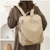 Wikineon PU Leather Backpack for Women Fashion Multipurpose Design Convertible Backpack Purse Large Shoulder Bag Travel Bag Beige - 4 of 4