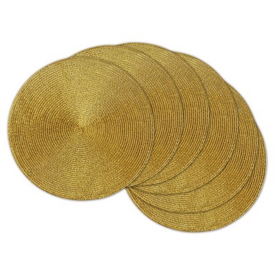 Set of 6 Gold Round Woven Placemat - Design Imports