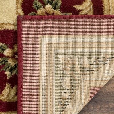 Red and Ivory Floral Rectangular Area Rug, 3'3" x 5'3"