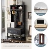 Coat Rack, 69 Inch Hall Tree Storage Shelf with 4 Hooks and 2 Drawers Entryway Shoe Bench for Entrance, Hallway-Black - 3 of 4