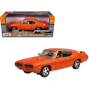 1969 Pontiac GTO Judge Orange with Stripes 1/24 Diecast Model Car by Motormax - 1 of 4
