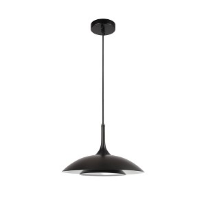 Globe Electric 14W LED Integrated Glossy Black Pendant Lighting with White Interior Shade and Black Cord by Novogratz x Globe: ETL Listed - 1 of 4