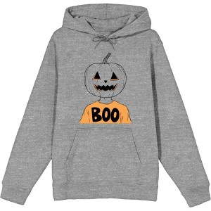 Halloween Jack-O-Lantern Boy "Boo" Adult Long Sleeve Hoodie - 1 of 2