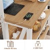 Homhougo Wooden Kitchen Island with Power Outlet & LED Lights, Large Kitchen Island Table with 3 Tier Microwave Stand Oven Shelf - 4 of 4