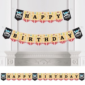 Big Dot of Happiness Pirate Ship Adventures - Skull Birthday Party Bunting Banner - Party Decorations - Happy Birthday - 1 of 4
