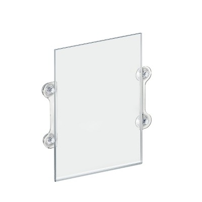 Clear Acrylic Double-Sided Sign Holder with Suction Cups, 2-Pack