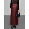 Women's 2025 Faux Leather Pencil Skirt - High Waist Slit Maxi for Office & Winter Fashion Dark Burgundy - 2 of 4