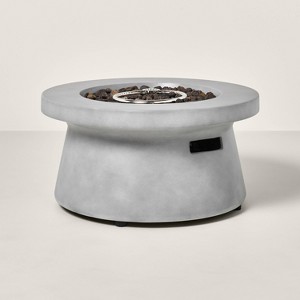 14"x28" Outdoor Patio Fire Table Cement Gray - Hearth & Hand™ with Magnolia - 1 of 4