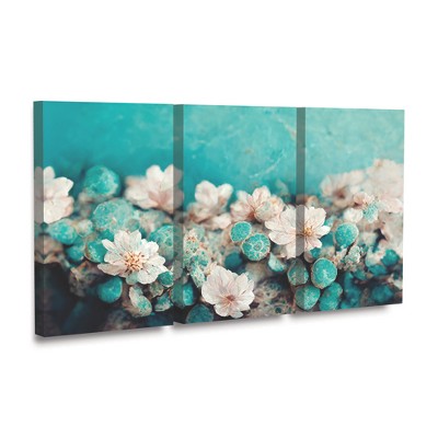 Treechild Turquoise Buds 3-Piece Canvas Wall Art Set