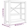 vidaXL Solid Acacia Wood Bookcase with 3 Shelves - Brushed Finish, Brown - Rustic Farmhouse Style, Freestanding Bookshelf - 4 of 4