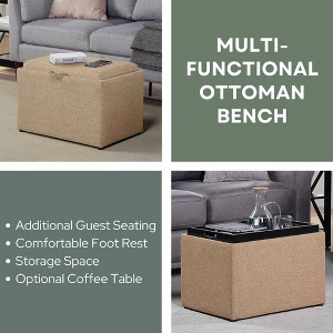 Breighton Home Designs4Comfort Accent Storage Ottoman with Reversible Tray - 1 of 4