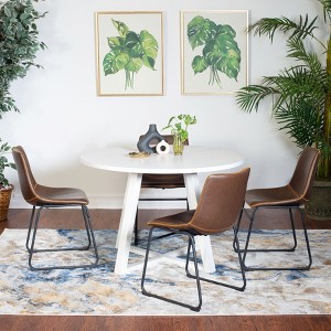NicBex 5 Piece Dining Table Set for 4 People Modern 45 Inch Kitchen Table 4 PU Leather Dining Chairs with Metal Legs - 1 of 4
