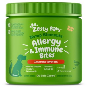 Zesty Paws Hemp Elements Allergy Immune Soft Chews for Dogs - Cheese Flavor - 90ct - 1 of 4