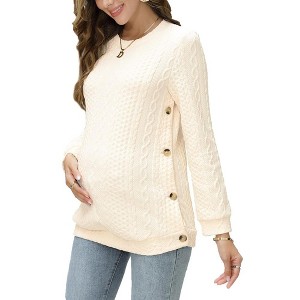 Maternity Nursing Pullover Sweater Double Split with Buttons - 1 of 1