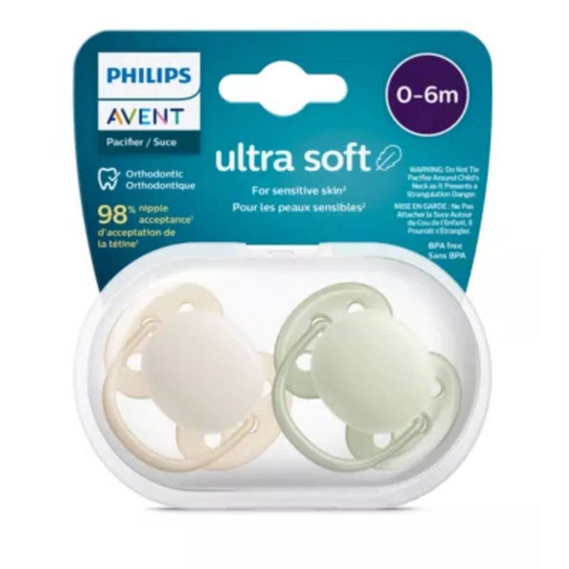 Avent Philips Ultra Soft Pacifier 0-6 Months - Sand/Green - 2pk, 6 of 7