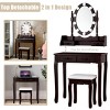 Tangkula Make-Up Vanity Table Dresser Set w/LED Light, Black Brown White - 3 of 4