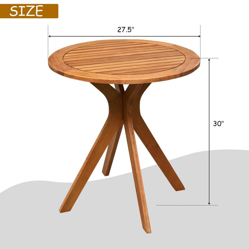 Costway 27'' Outdoor Round Table Solid Wood Coffee Side Bistro Table, 3 of 11