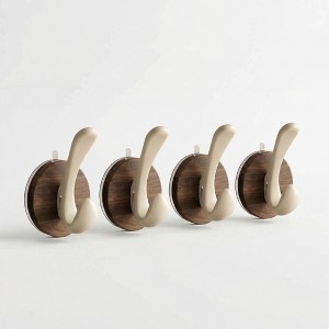 Zeus & Ruta Walnut Suction Cup Hooks (4 Pack) - Waterproof No