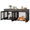 Dog Crate Furniture with Storage, Indoor Wooden Dog Kennels, with Drawers and Dividers, Double Dog Crate Furniture, Side Table Dog Crates - 2 of 4