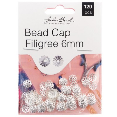 John Bead Must Have Findings Metal Silver 6mm Filigree Bead Caps for Jewelry Making Findings, 120 Pieces