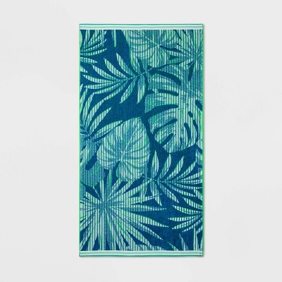 XL Palm Leaves Beach Towel Blue - Sun Squad™