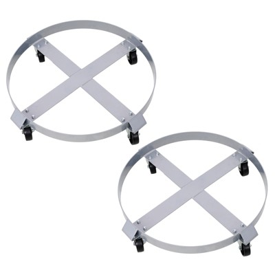 VisioGear 2Pcs Drum Dolly for 55 Gallon Drums, Barrel Dolly with 4 Swivel Caster Wheels for Workshops, Factories, Warehouses, Silver, 24"*24"*5.8"