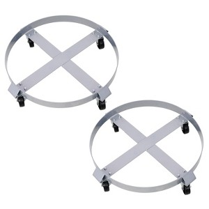 DSVIMOY 2Pcs Drum Dolly for 55 Gallon Drums, Barrel Dolly with 4 Swivel Caster Wheels for Workshops, Factories, Warehouses, Silver, 24"*24"*5.8" - 1 of 4