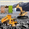 Remote Control Excavator Dump Truck Toy Set with Barricades, Road Signs, Rocks, Lights, and Sounds - Birthday Gift - 2 of 4