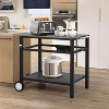 Outdoor Grill Cart with Wheels, Heavy-Duty Grill Table & Portable BBQ Prep Station, Side Hooks - Woodfire Pizza Oven Stand, for Outdoor Kitchen - 3 of 4