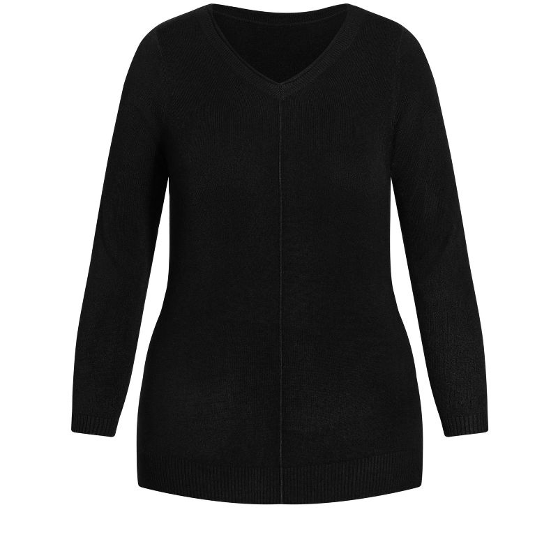 Women's Plus Size V Neck Sweater - black | EVANS, 3 of 4