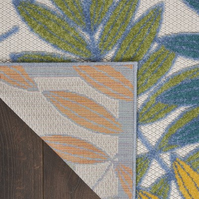 Ivory and Multicolor Floral Synthetic Runner Rug 2' x 6'