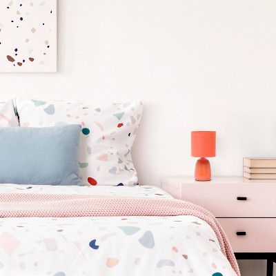 10.04" Traditional Ceramic Thimble Base Bedside Table Desk Lamp with Matching Fabric Shade - Simple Designs