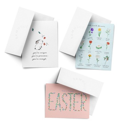 Easter Assorted Greeting Card Pack (3ct) "Wild Bunny, Birth Month Flowers, Pink Easter" by Ramus & Co