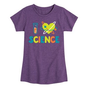 Girls' - Instant Message - I Love Science Fitted Short Sleeve Graphic T-Shirt - 1 of 4