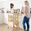 Costway Folding Kitchen Kids Step Ladder Stool Wooden Toddler Safety Tower Helper Coffee/White - 2 of 4