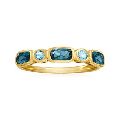Ross-Simons 0.90 ct. t.w. London and Sky Blue Topaz Ring in 14kt Yellow Gold