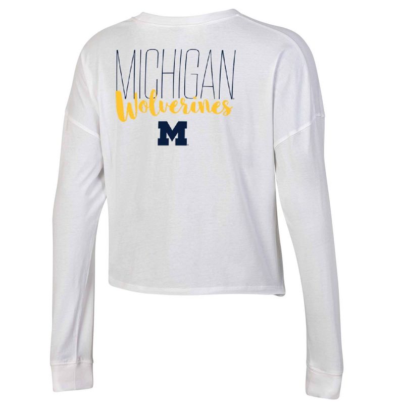 NCAA Michigan Wolverines Women&#39;s White Long Sleeve T-Shirt, 2 of 4