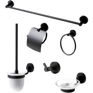 ALFI Black Matte 6 Piece Bath Accessory Set - 1 of 4