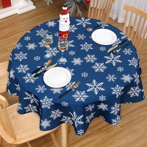 Christmas Tablecloth, Simple Snow Stick Figure Washable Table Cover, Holiday Decorative Dining Table Cover for Party Picnic Dinner Decor - 1 of 4