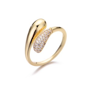 Adornia 14k Gold Plated CZ Curved Bands Ring - 1 of 4