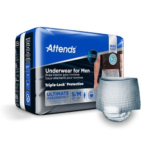 Attends Incontinence Underwear for Men, Ultimate Absorbency, Size S/M, 80 Count - 1 of 4