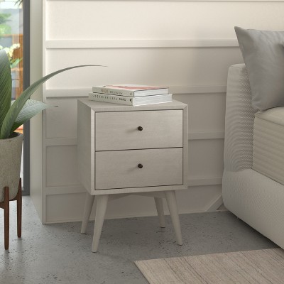 Transitional Gray Mahogany 2-Drawer Nightstand