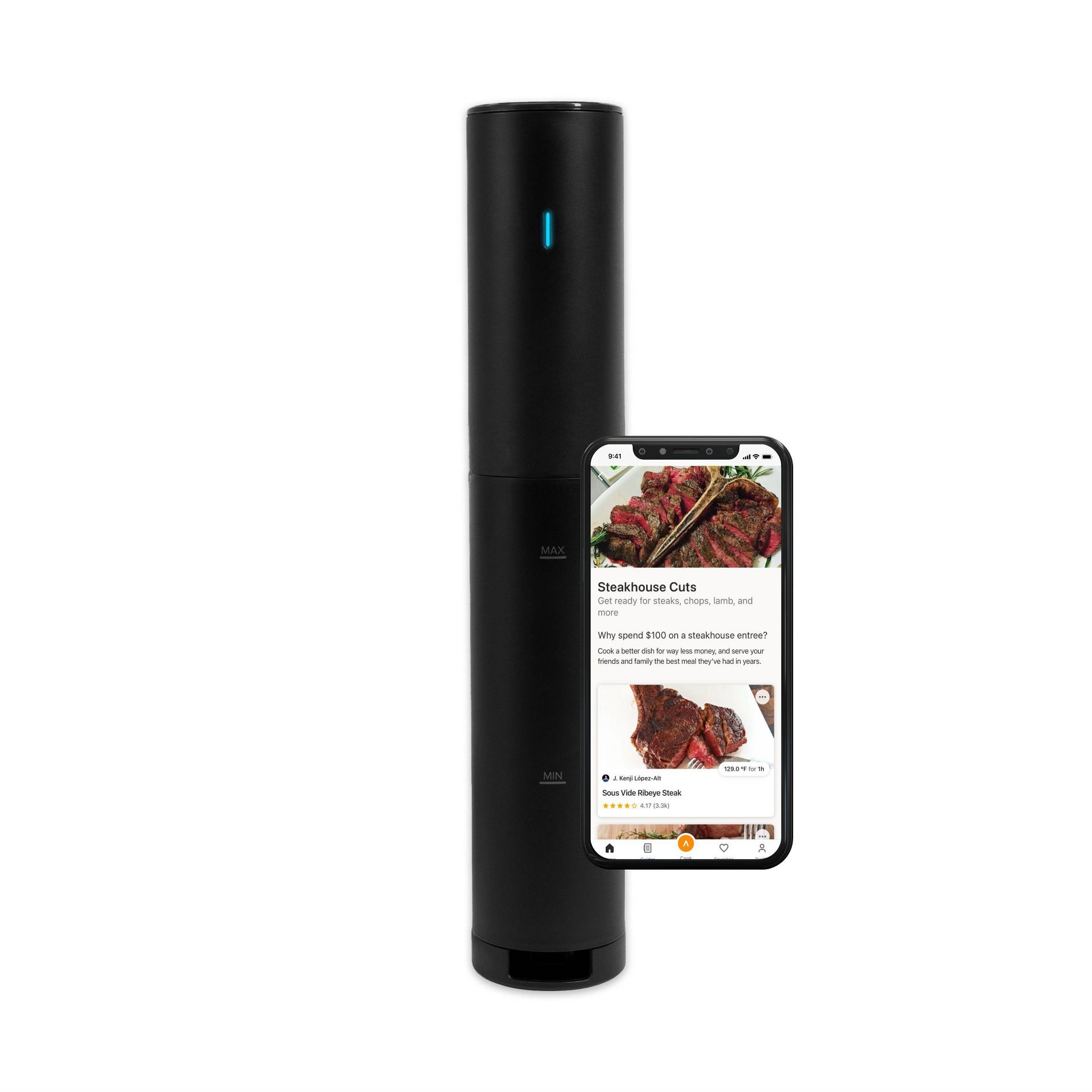 Anova Culinary Precision Cooker Mini Sous Vide Immersion Circulator 850W Black: Smartphone App Control, Automatic Shut-Off, 2-Year Warranty