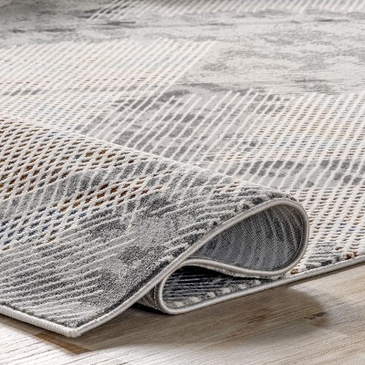 Light Gray Rectangular Trellis Synthetic Area Rug, 5' x 8'