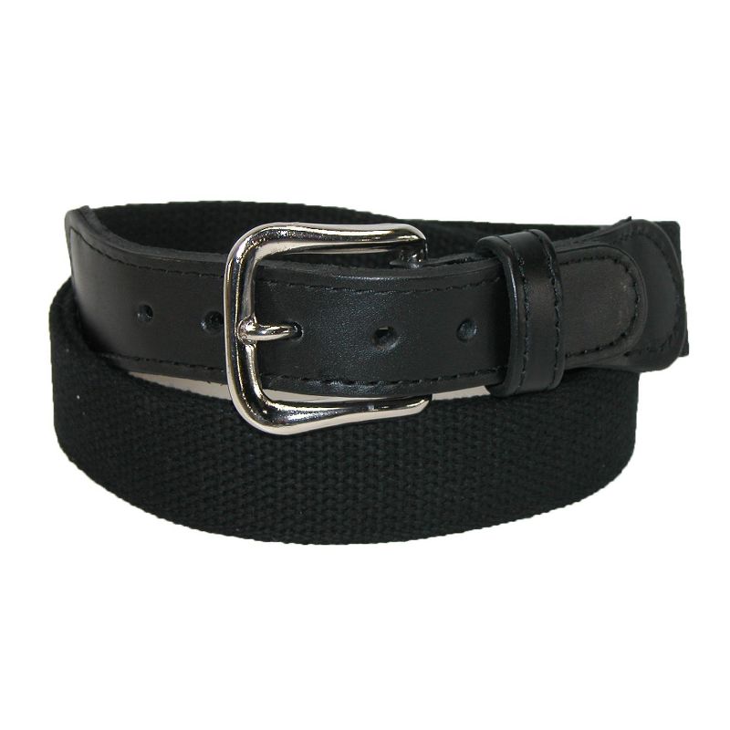 Boston Leather Men's Big & Tall Cotton Web Belt with Leather Tabs, 1 of 3