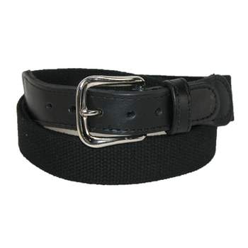 Boston Leather Men's Big & Tall Cotton Web Belt with Leather Tabs